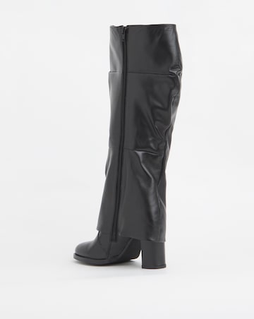 Lauretta Leather Gaiter Platform Heeled Boots Wide E Fit Curvy Calf