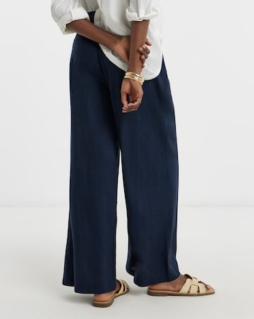 Linen Mix Wide Leg Trousers