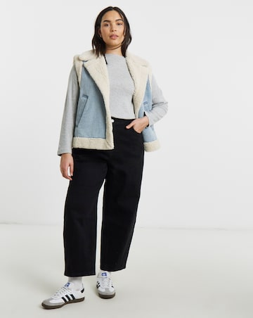 Light Wash Borg Lined Denim Gilet