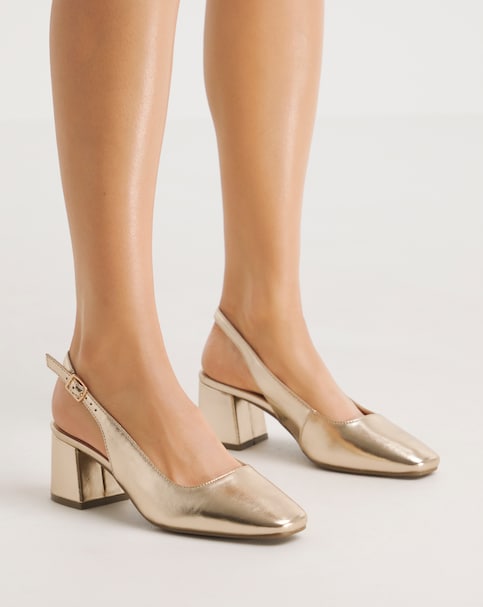 Henrietta Flexi Sole Block Heel Slingback Shoe - Wide fit (E)