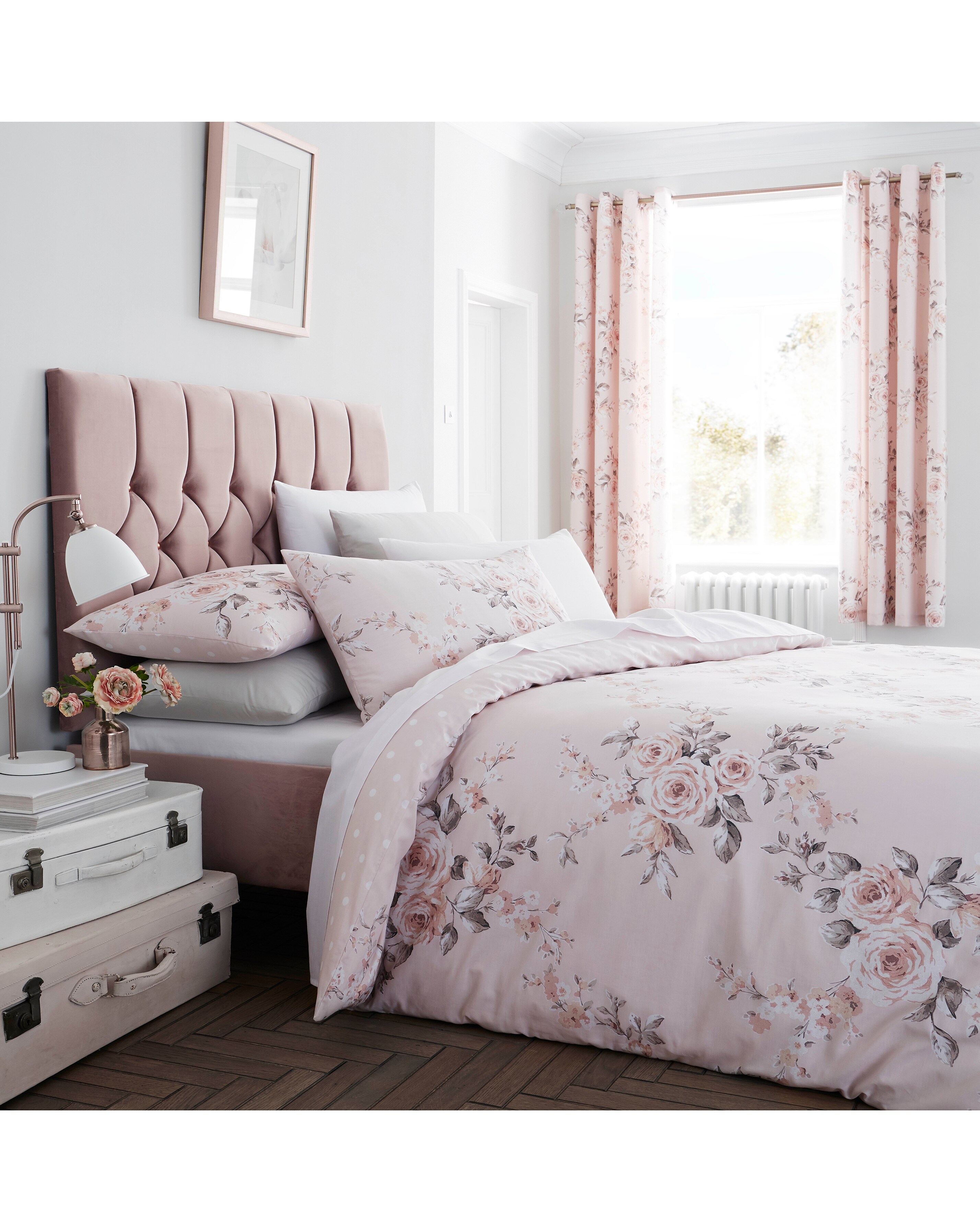 Catherine Lansfield Canterbury Blush Cotton Blend Duvet Cover Set