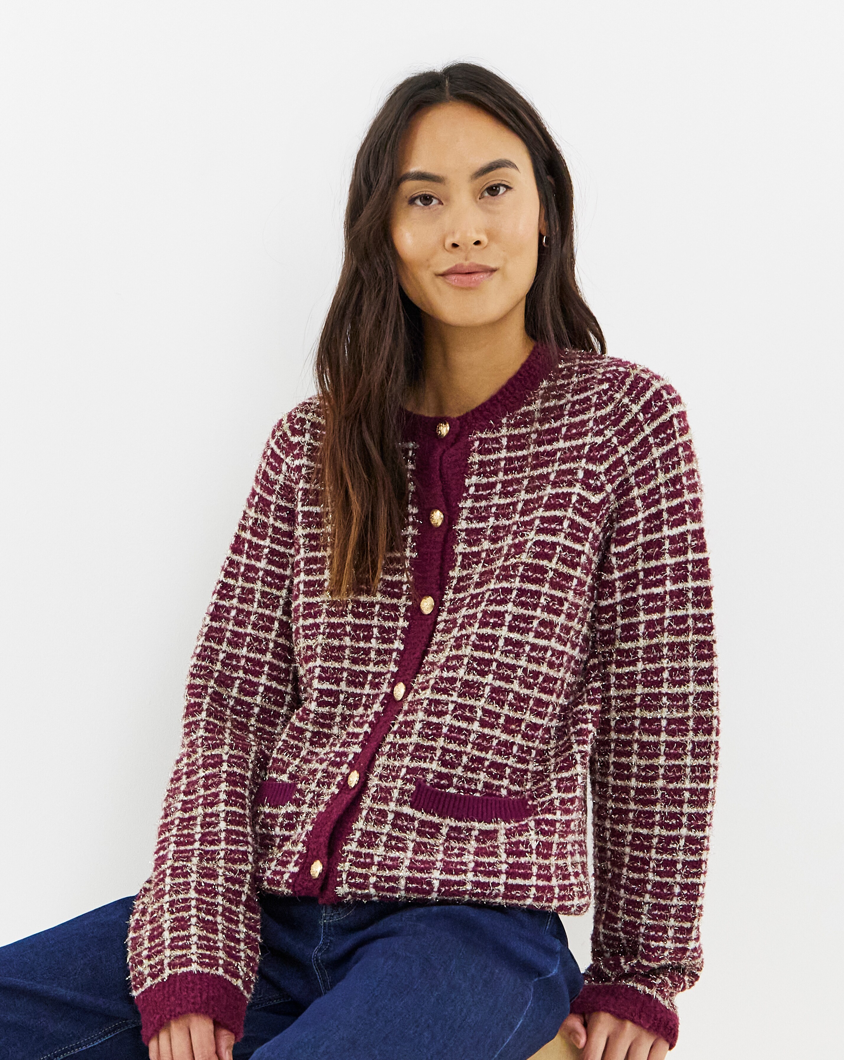 Cherry Lurex Cardigan