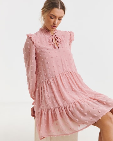 Flounce London Dobby Spot Mini Dress