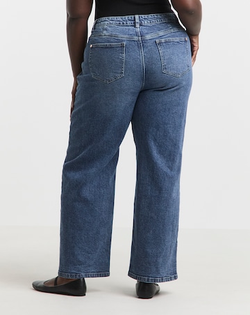 Simply Be 99 1 Mid Blue Comfort Stretch Slouchy Wide Leg Jeans