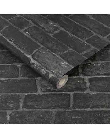 Fresco House Brick Charcoal Wallpaper