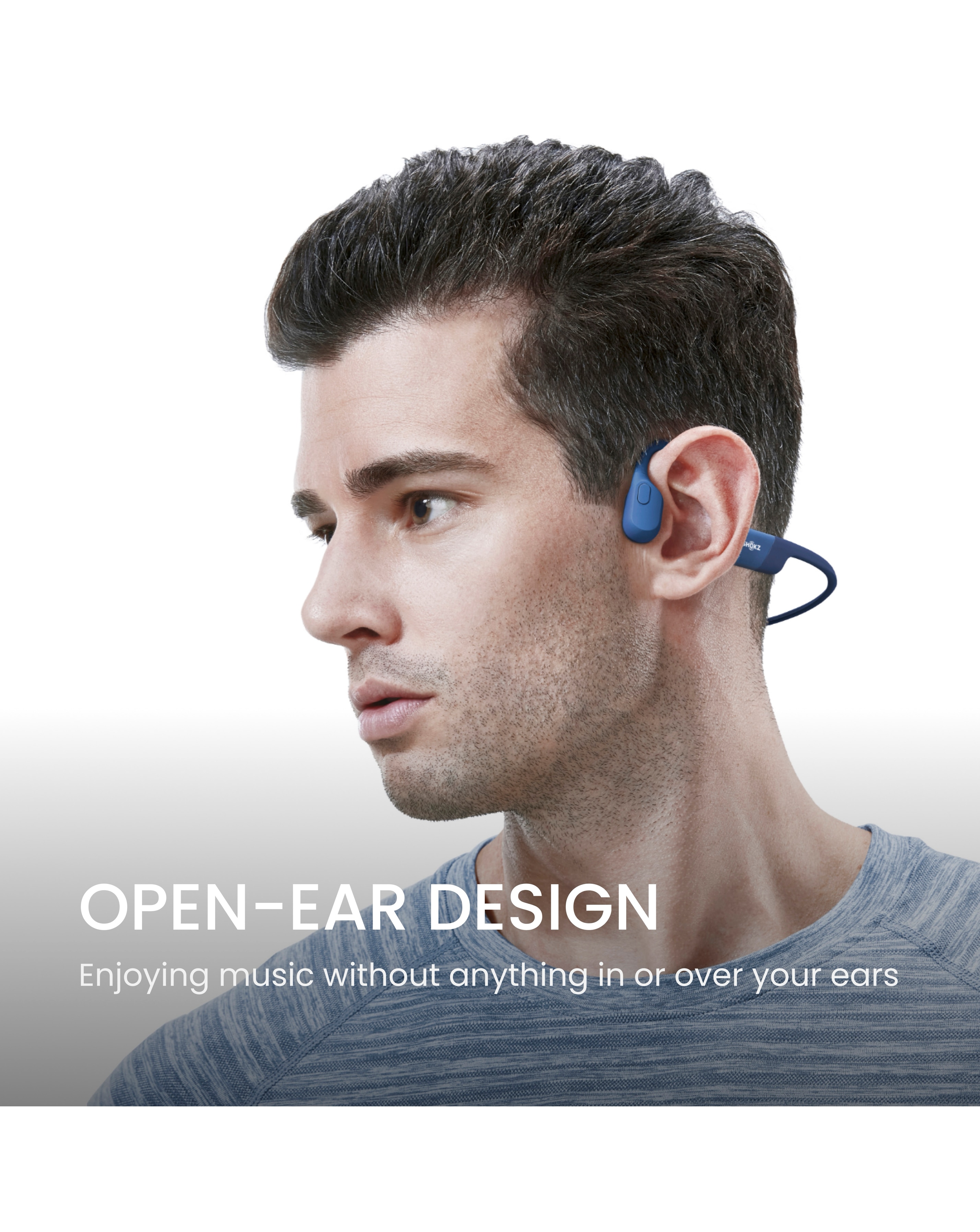 Shokz OpenRun Bone Conduction Open-Ear Headphones - Blue | Fashion
