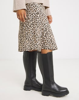 Majesty Knee High Leather Chelsea Boots - Wide Fit (E) &amp; Curvy Calf