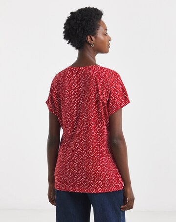 Red Spot V-Neck Short Sleeve T-Shirt