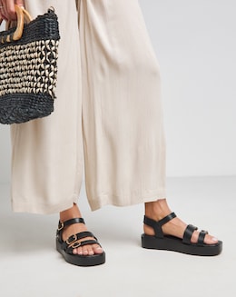 Simply Be Tokyo Multi Buckle Hardware Detail Sandals - Wide Fit (E)