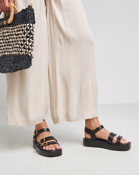 Simply Be Tokyo Multi Buckle Hardware Detail Sandals - Wide Fit (E)