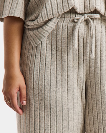 Oatmeal Marl Cut & Sew Wide Rib Wide Leg Joggers