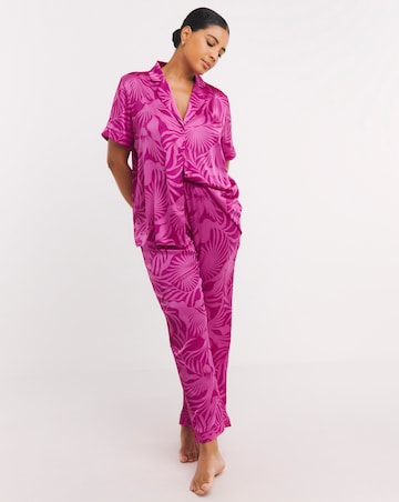 Figleaves Stretch Satin Button Through Pyjama Set