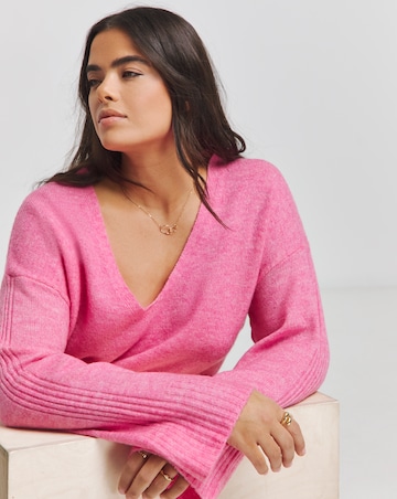 Simply Be Pink Slouchy V Neck Longline Jumper