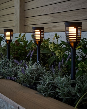 Black Flame Effect Solar Stake Lights Set of 4