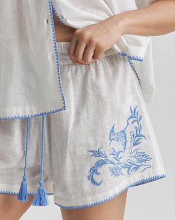 Figleaves Embroidered Cotton Pyjama Shortie Set