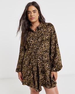 Leopard Midi Shirt Dress