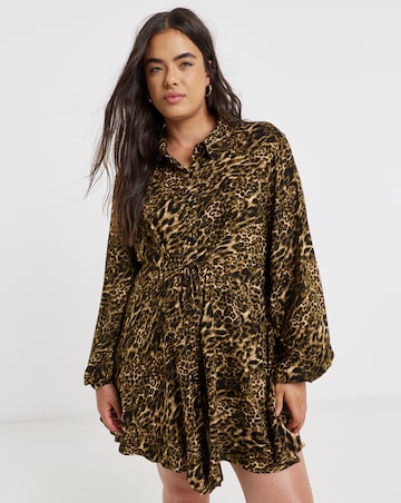 Leopard Midi Shirt Dress