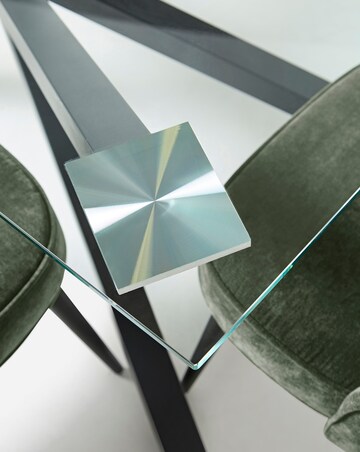 Bodie Black 6 Seater Dining Table with 6 Emilie Chenille Chairs