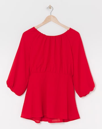 Scarlet Exposed Back Textured Swing Top