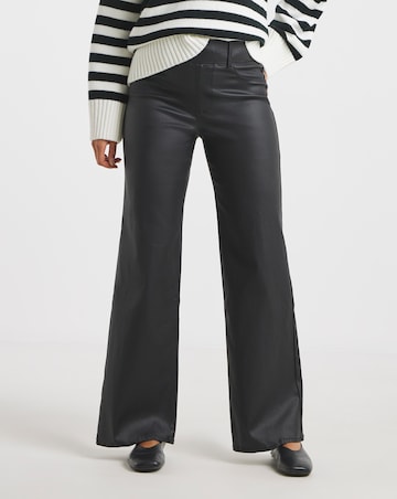 Black Coated Wide Leg Jeggings