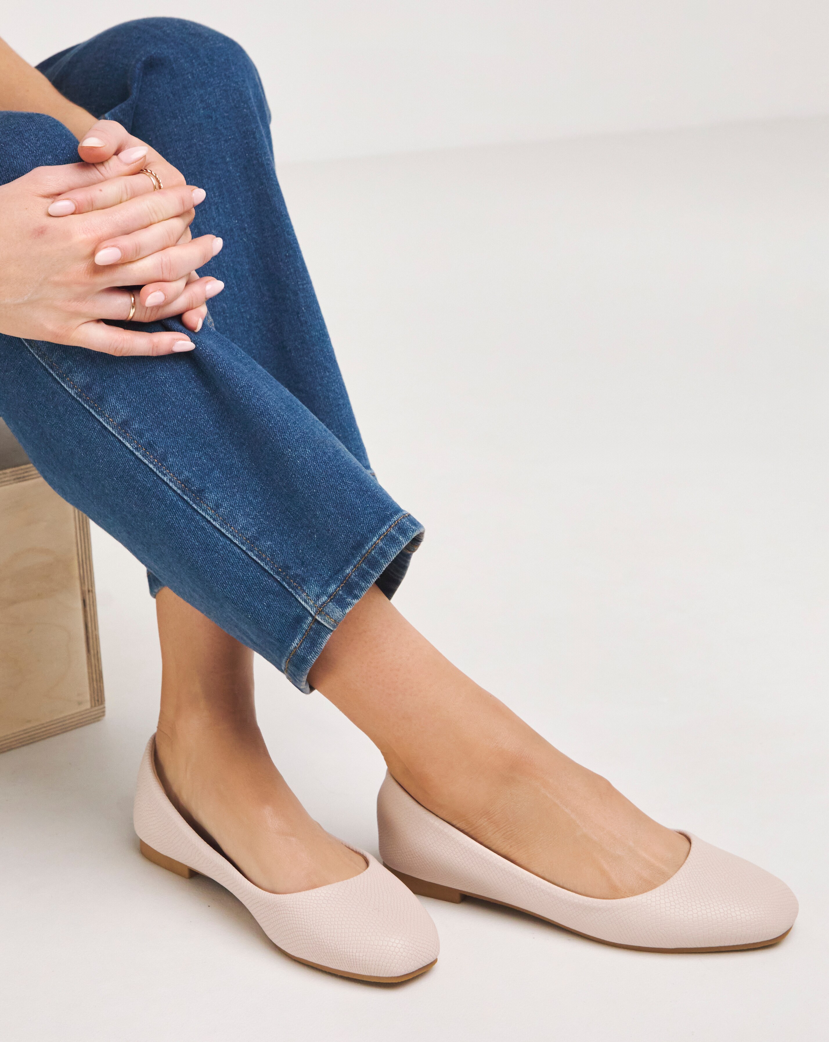 Clarice Square Toe Ballerina Shoes - Wide Fit (E)