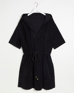 Black Cotton Towelling Poncho