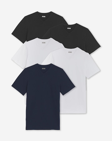 5 Pack Multi V Neck T-Shirts Long