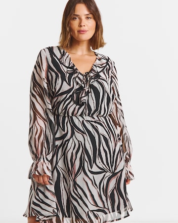Simply Be Zebra Print Georgette Frill Skater Dress