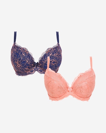 Pretty Secrets 2 Pack Ella Lace Padded Plunge Wired Bras B-K
