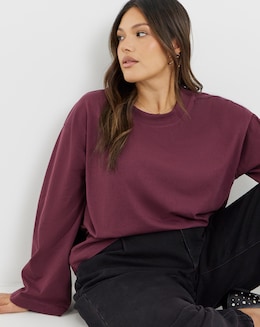 Burgundy Wide Long Sleeve Top