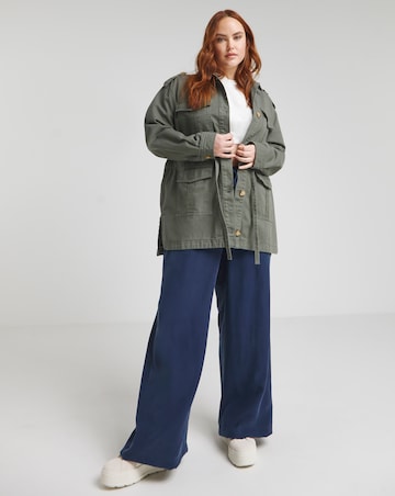 Khaki Waist Detail Cargo Jacket