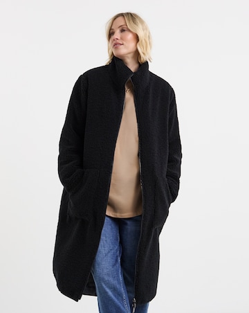 Navy Reversible Borg Quilted Coat