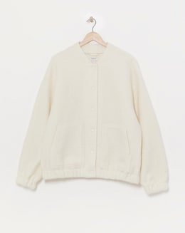 Cream Brushed Faux Wool Bomber