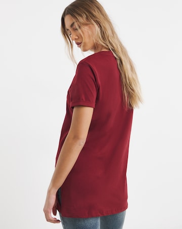 Black & Burgundy Pack 2 V Neck Longline T-Shirts