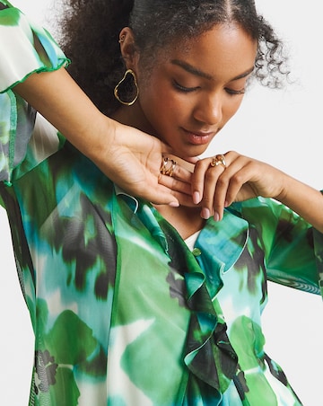 Joanna Hope Mesh Ruffle Blouse