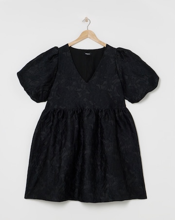 Black Jacquard Smock Dress