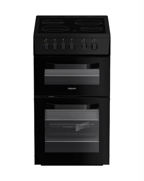 Hotpoint HTE5VCB 50cm Electric Twin Cooker with Ceramic Hob - Black
