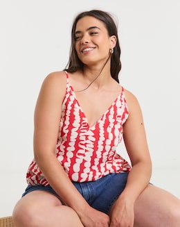 Pink Print V Neck Cami