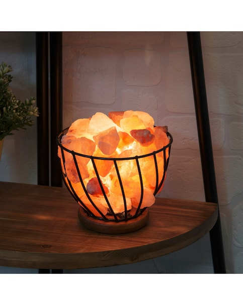 Serenity Himalayan Rock Salt Metal Basket Lamp