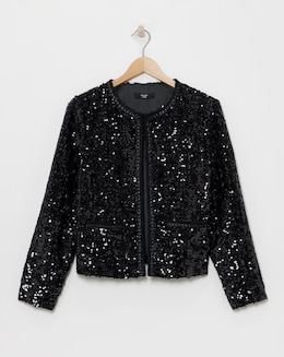 Joanna Hope Cropped Boucle Sequin Jacket