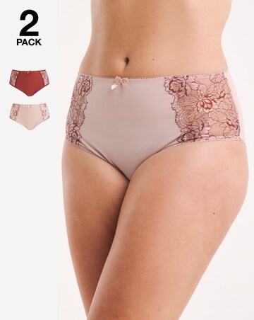 Pretty Secrets (2 Pack) Ella Lace Full Brief Knickers Mink/Rust