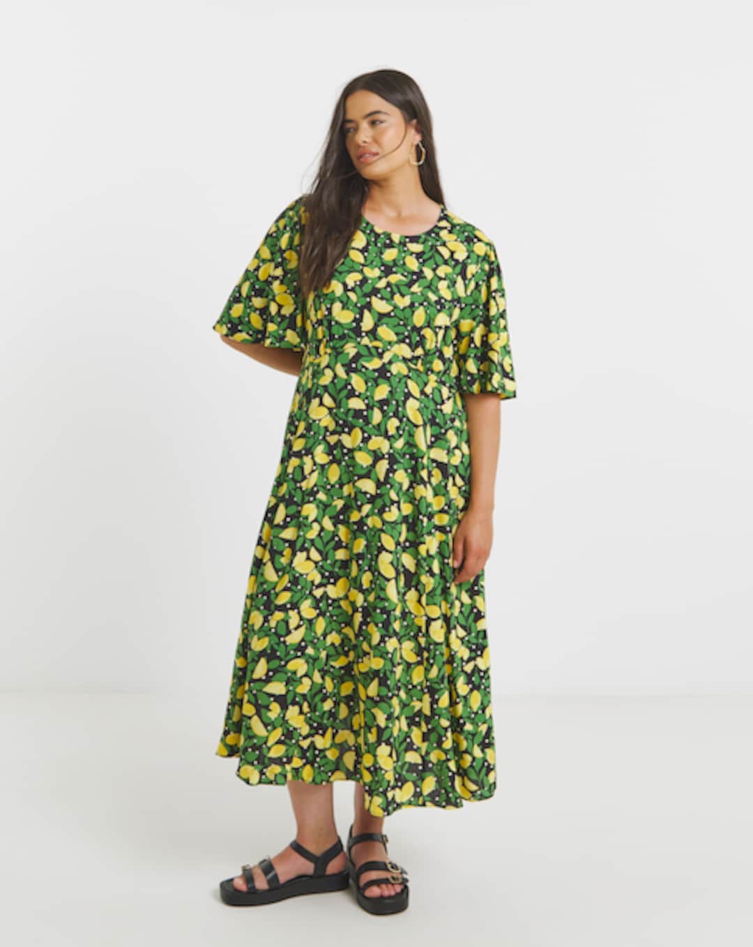 slim fit dress slacks Simply Be Green Slinky Knot Front Midi Dress