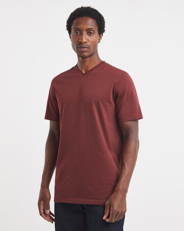 Pure Cotton V Neck T-Shirt Long Length-Port