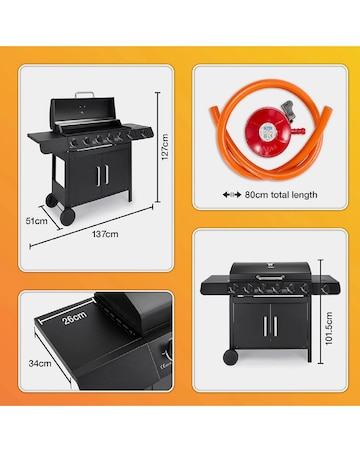 VonHaus 6+1 Burner Gas BBQ with Side Burner