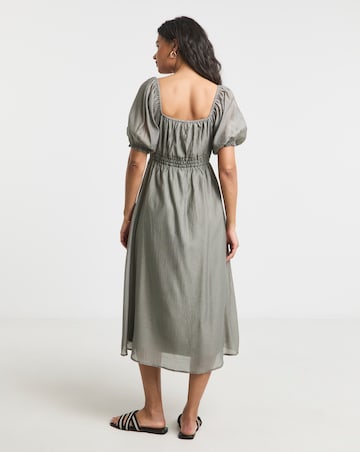 Simply Be Sage Shirred Milkmaid Midi Dress