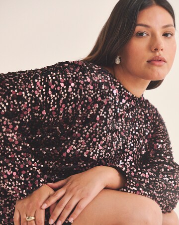 Burgundy Velour Sequin Mini Dress