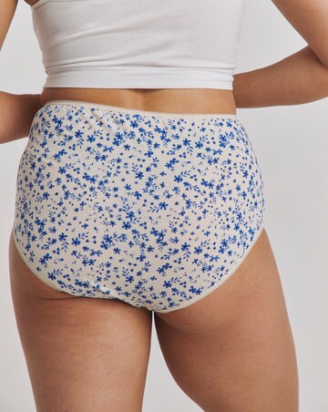 Pretty Secrets (7 Pack) Cotton Full Fit Brief Knickers Blue Floral