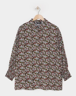 Multi Floral Long Sleeve Dipped Back Shirt