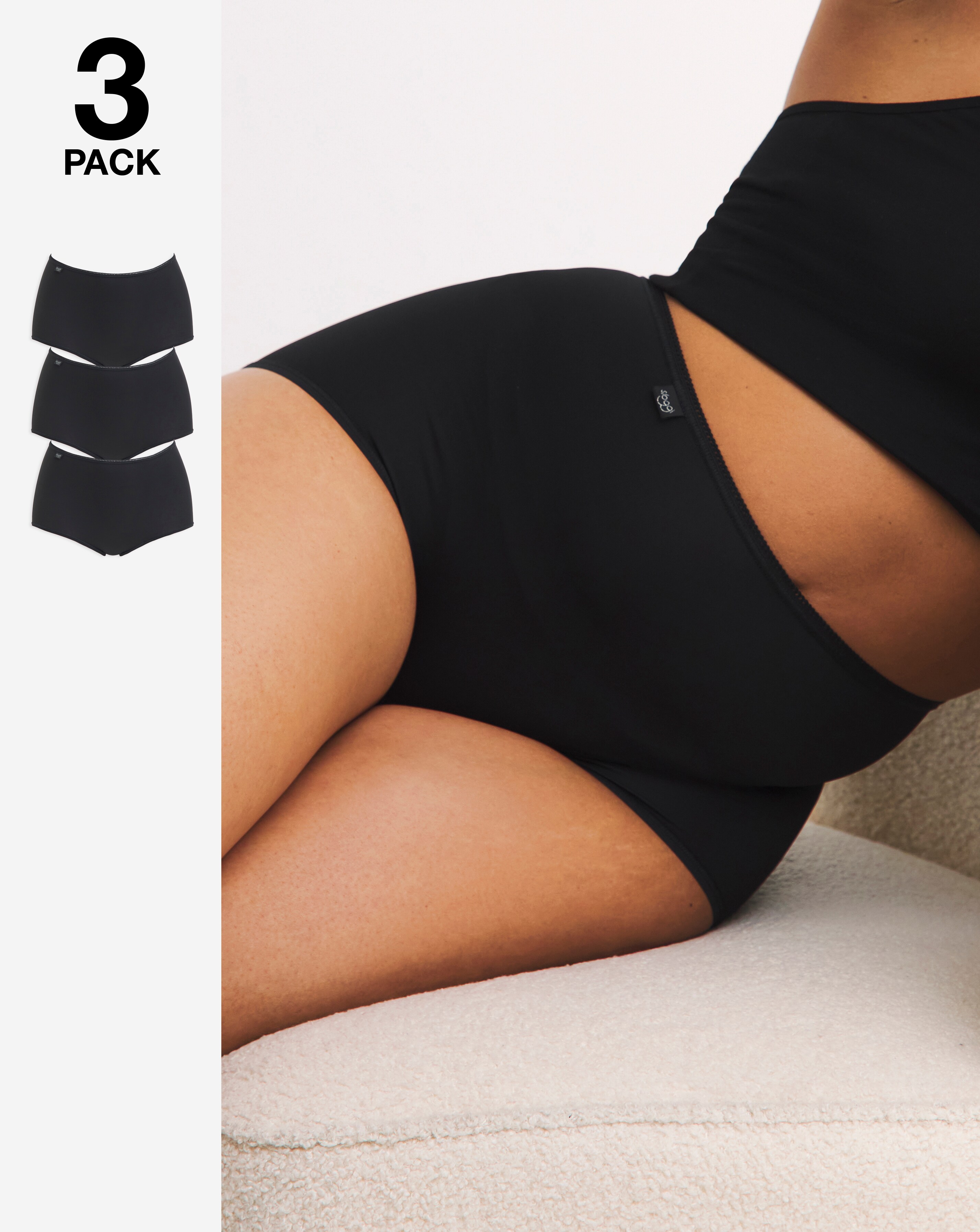 Sloggi (3 Pack) Microfibre Maxi Knickers Black