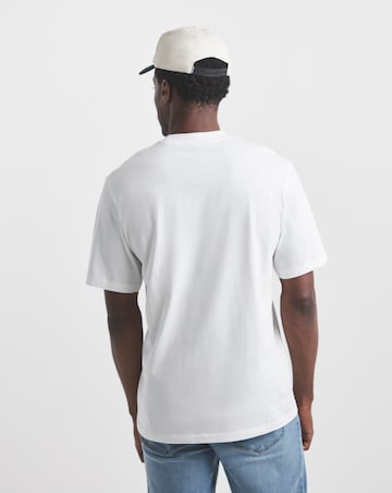 Union Embroid T-Shirt Long Length-White